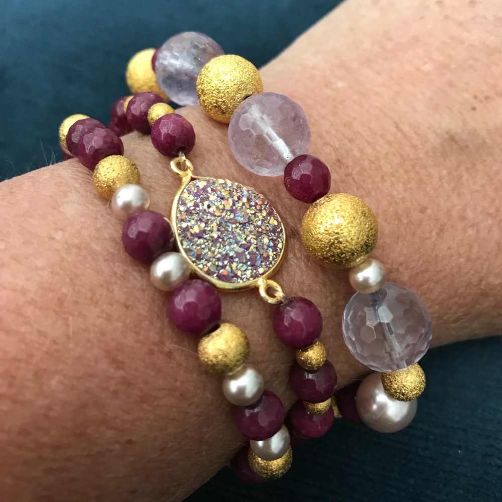 Set of 3 stretchy stackable bracelets